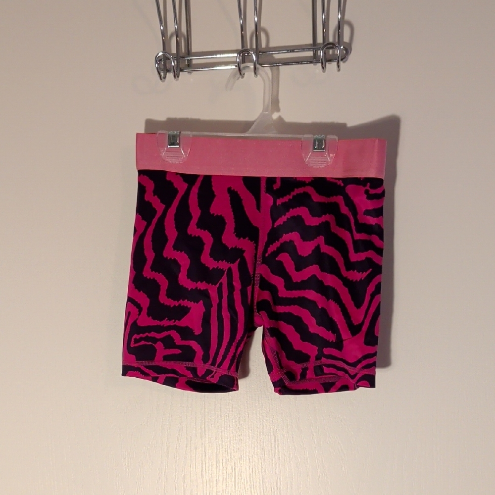 Nike Girls' Pink and Black Zebra Print Athletic Shorts